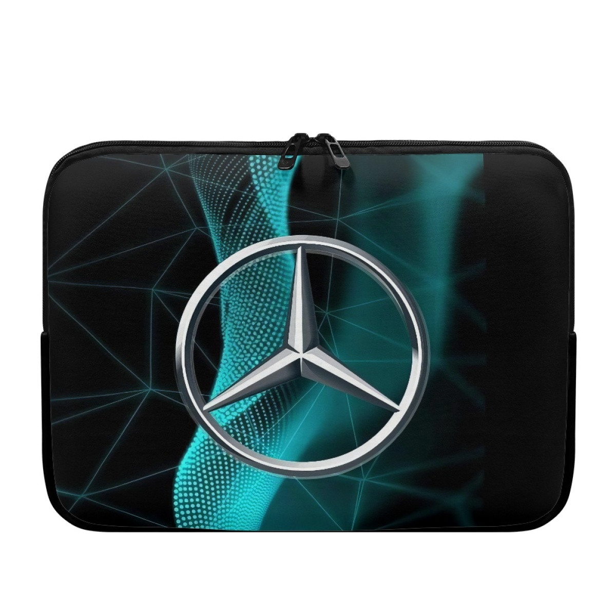 F1 Formula One Mercedes Benz Laptop Sleeve Carrying Case For 10 12 13 15 17 Inch Notebooks - Mercedes Benz Logo On Cyan Graphic Art