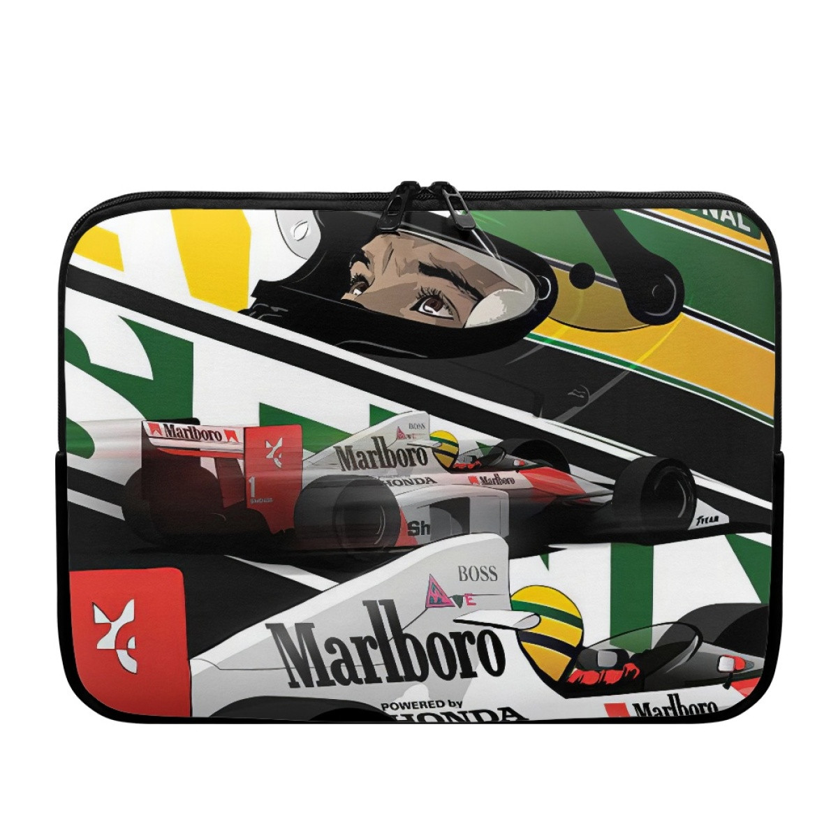 F1 Formula One Ayrton Senna Laptop Sleeve Carrying Case For 10 12 13 15 17 Inch Notebooks - Ayrton Senna Poster Illustration