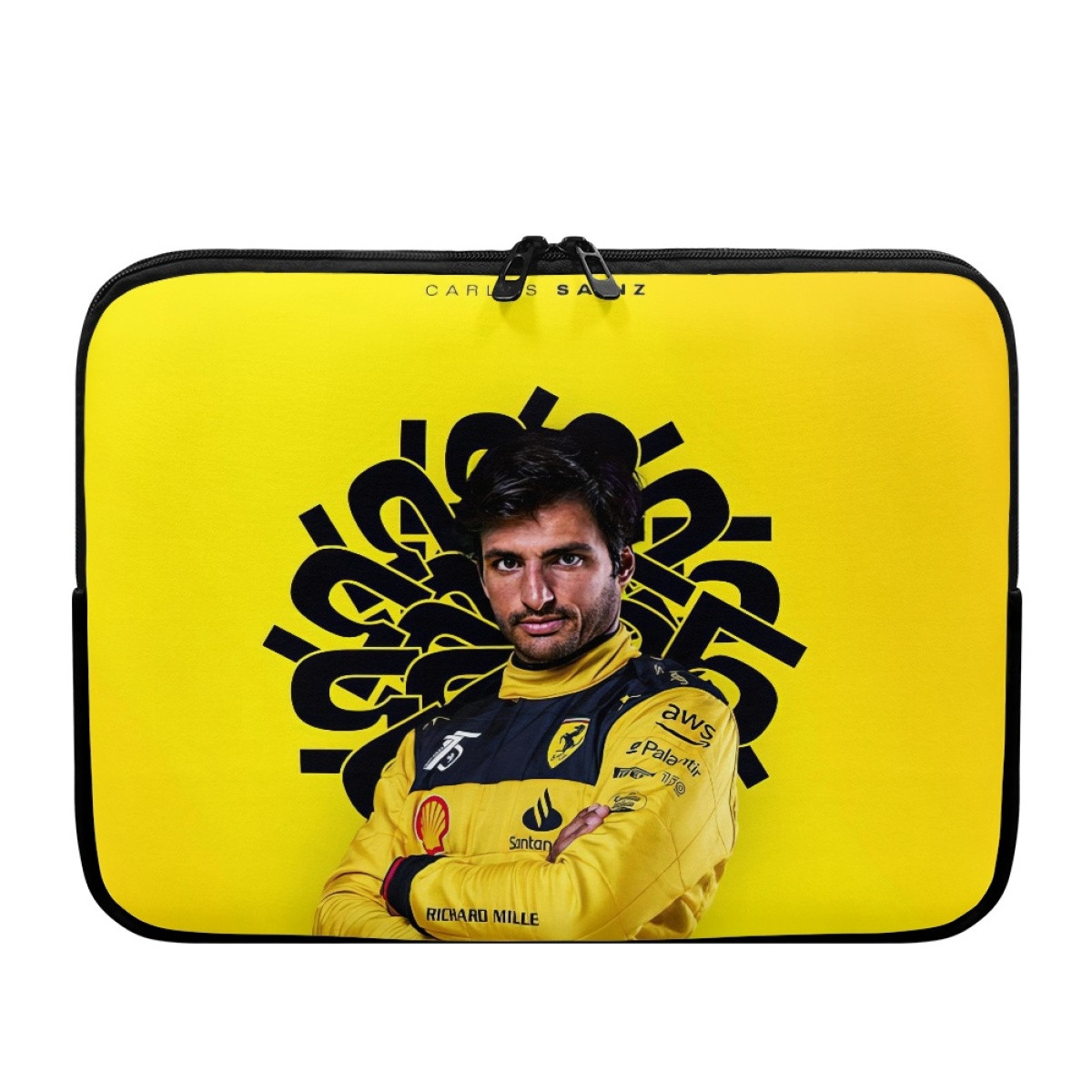 F1 Formula One Carlos Sainz Laptop Sleeve Carrying Case For 10 12 13 15 17 Inch Notebooks - Carlos Sainz Portrait On Yellow Background