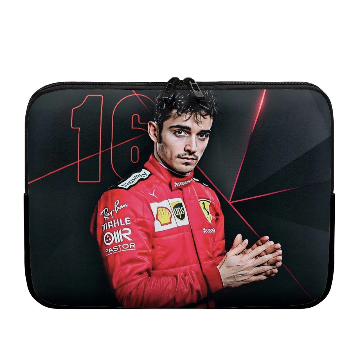 F1 Formula One Charles Leclerc Laptop Sleeve Carrying Case For 10 12 13 15 17 Inch Notebooks - Charles Leclerc 16 Portrait On Black Background