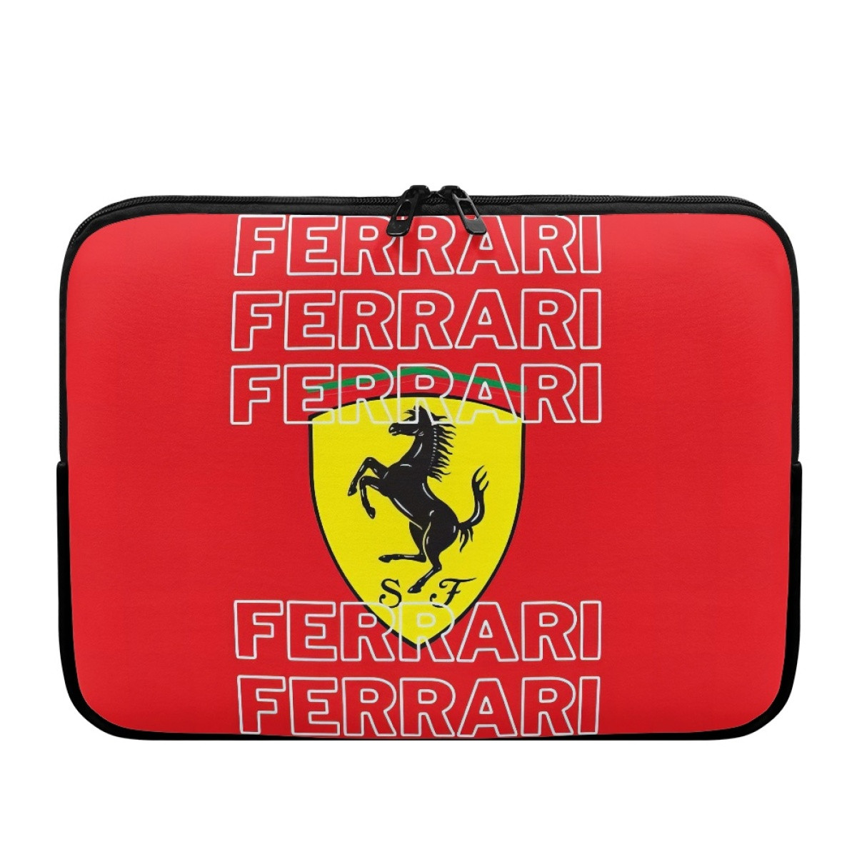 F1 Formula One Ferrari Laptop Sleeve Carrying Case For 10 12 13 15 17 Inch Notebooks - Ferrari Logo On Word Art Red Background