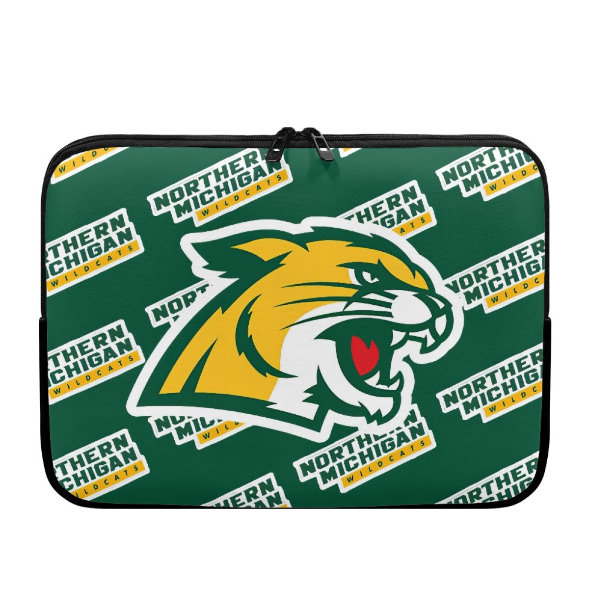 Northern Michigan University Wildcats Laptop Sleeve Carrying Case For 10 12 13 15 17 Inch Notebooks - Northern Michigan University Wildcats College Football Medley Monogram Wordmark