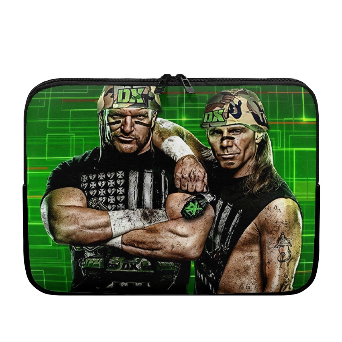 WWE Laptop Sleeve Carrying Case For 10 12 13 15 17 Inch Notebooks - WWE DX Army Triple X And Shawn Michaels Standing On Green Background