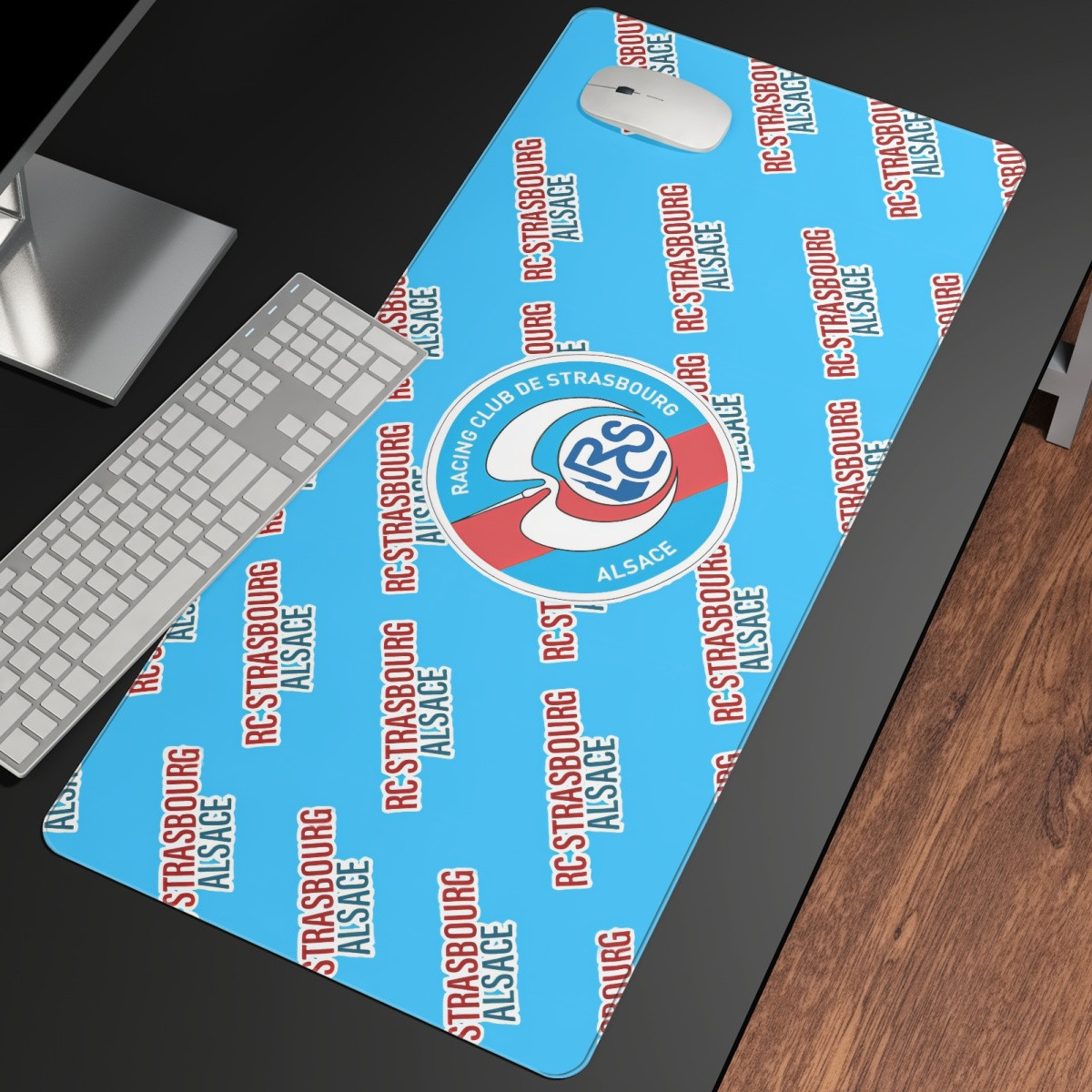 RC Strasbourg Alsace Football Club Large Mouse Pad Computer Keyboard Mat Desk Pad - Alsace Football Club Medley Monogram Wordmark