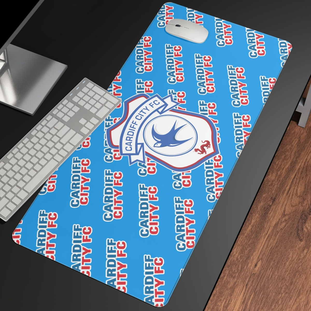Cardiff City FC Large Mouse Pad Computer Keyboard Mat Desk Pad - Cardiff Football Club Medley Monogram Wordmark