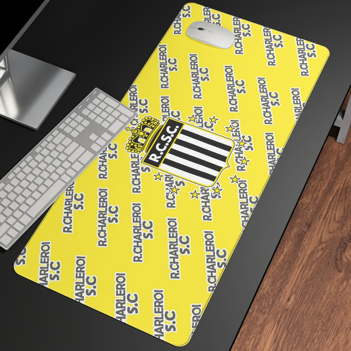 R Charleroi SC Football Club Large Mouse Pad Computer Keyboard Mat Desk Pad - Charleroi Football Club Medley Monogram Wordmark