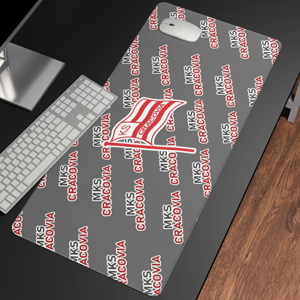 MKS Cracovia Large Mouse Pad Computer Keyboard Mat Desk Pad - Cracovia Football Club Medley Monogram Wordmark