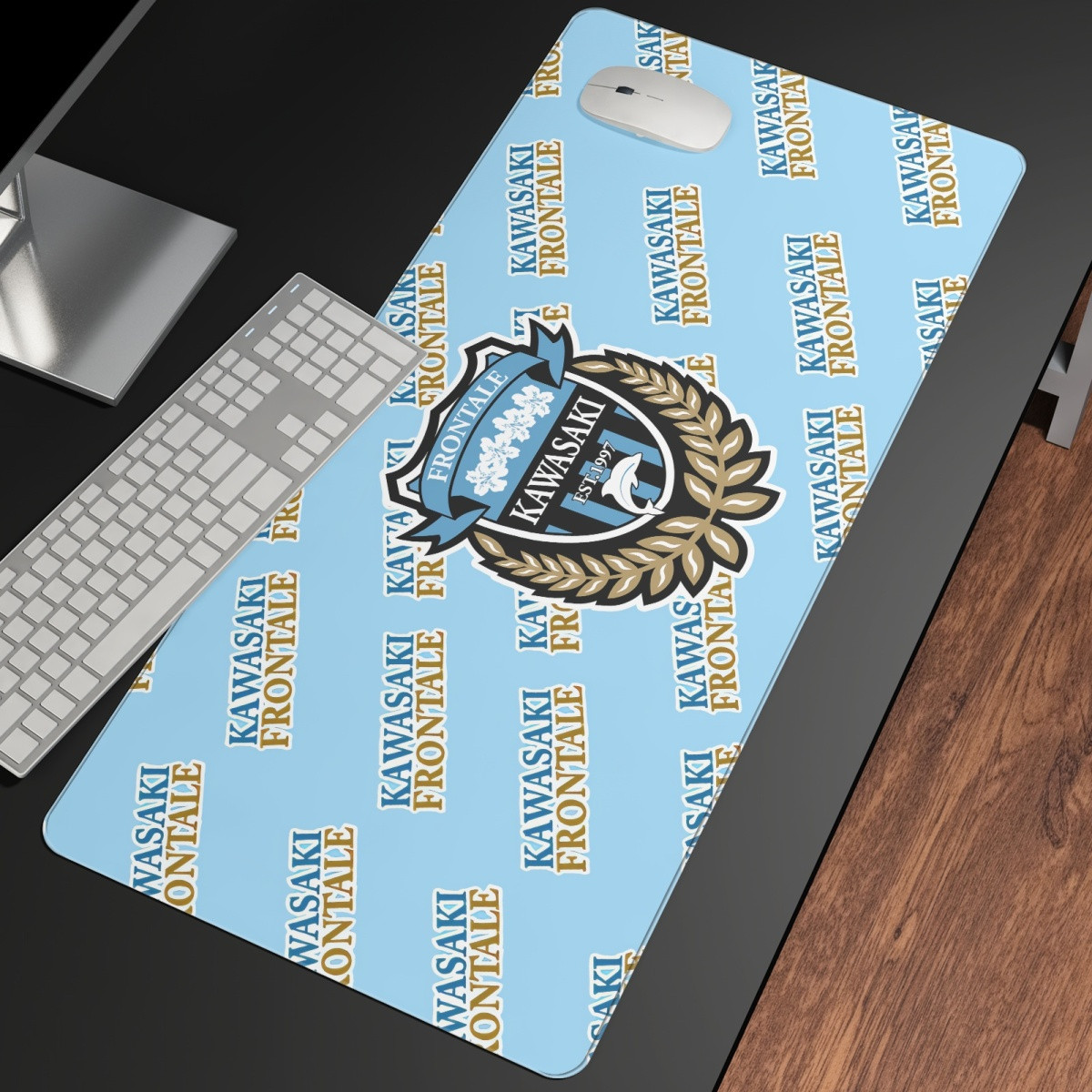 Kawasaki Frontale Large Mouse Pad Computer Keyboard Mat Desk Pad - Frontale Football Club Medley Monogram Wordmark