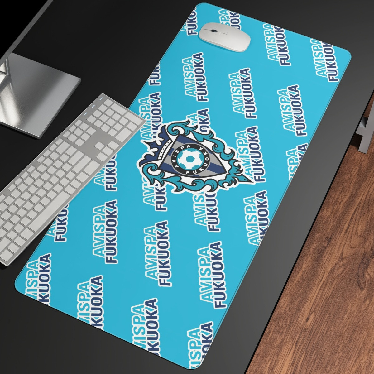 Avispa Fukuoka Large Mouse Pad Computer Keyboard Mat Desk Pad - Fukuoka Football Club Medley Monogram Wordmark