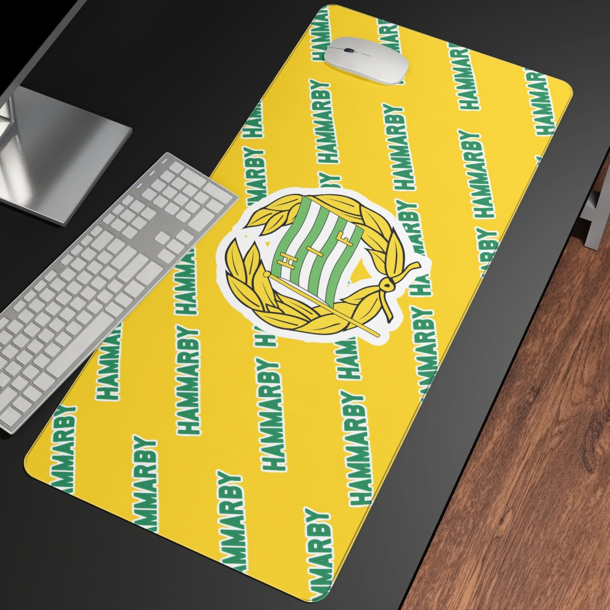 Hammarby Fotboll Large Mouse Pad Computer Keyboard Mat Desk Pad - Hammarby Football Club Medley Monogram Wordmark