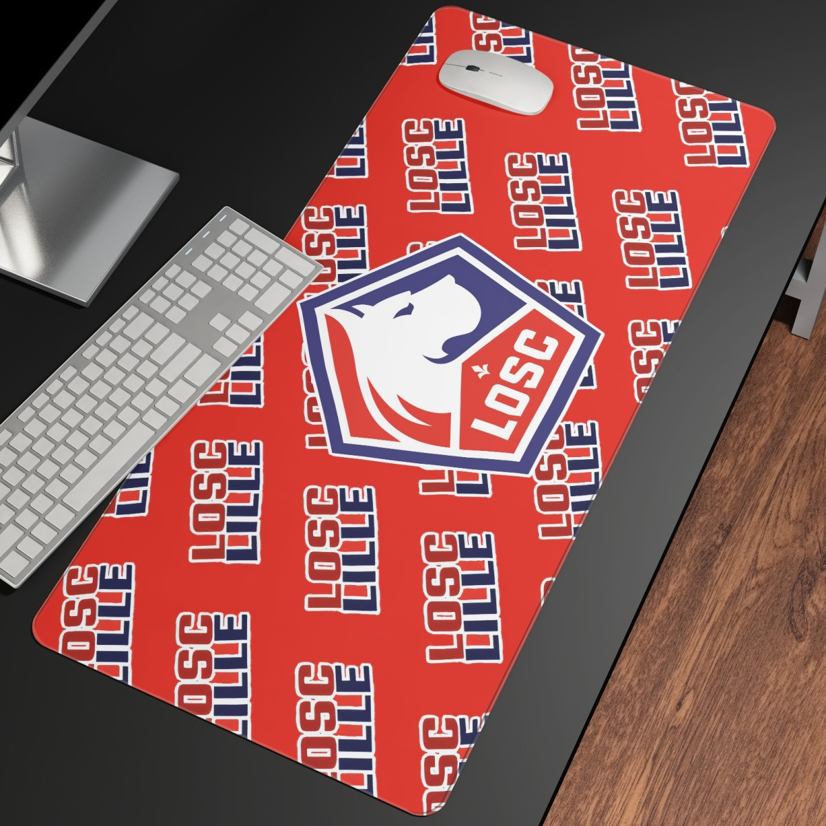 LOSC Lille Football Club Large Mouse Pad Computer Keyboard Mat Desk Pad - Lille Football Club Medley Monogram Wordmark