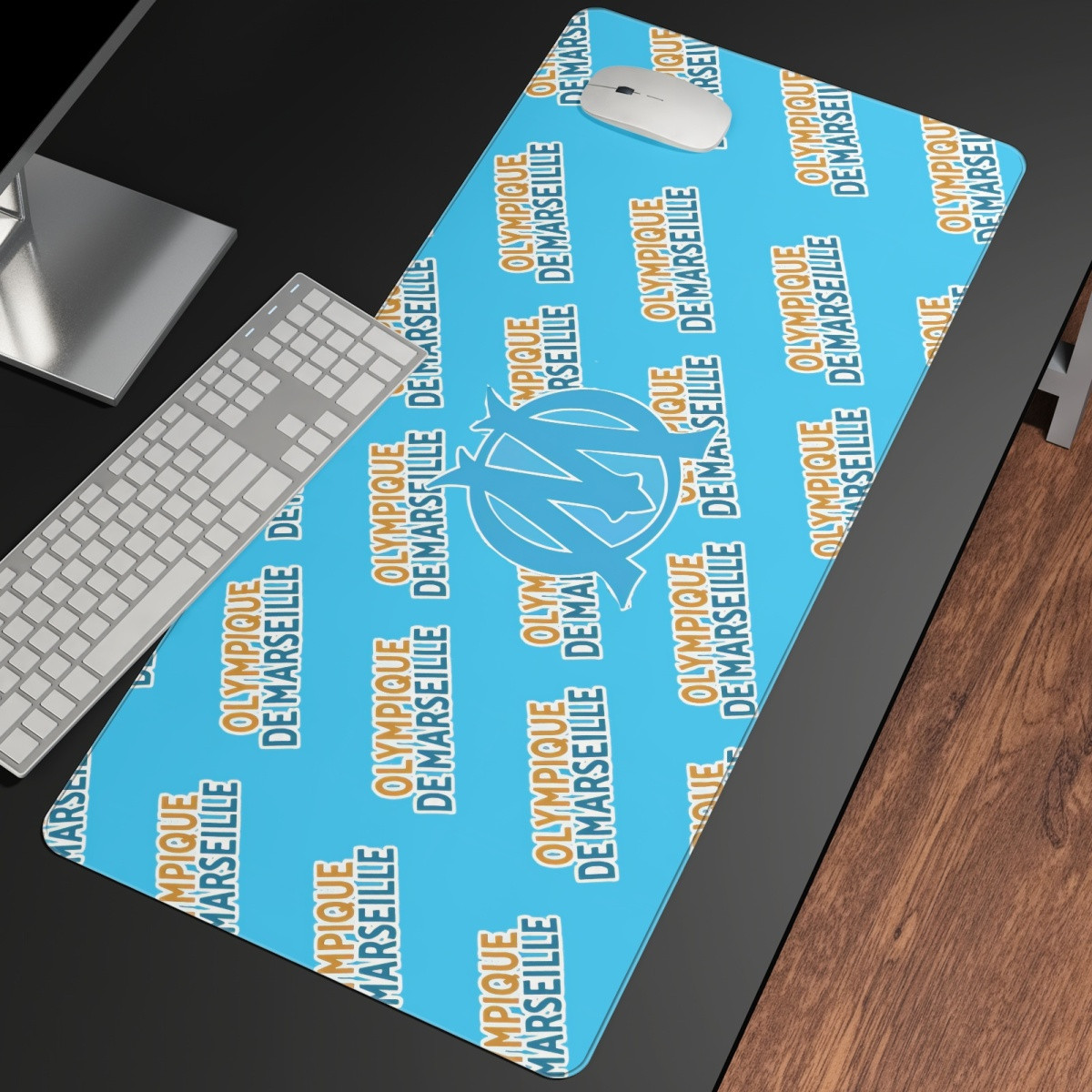 Olympique DE Marseille Football Club Large Mouse Pad Computer Keyboard Mat Desk Pad - Marseille Football Club Medley Monogram Wordmark