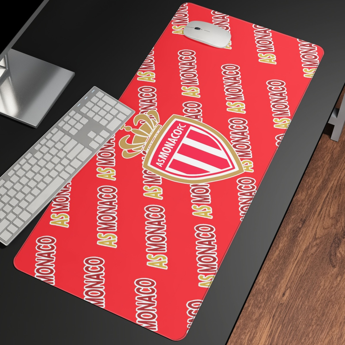 AS Monaco Football Club Large Mouse Pad Computer Keyboard Mat Desk Pad - Monaco Football Club Medley Monogram Wordmark