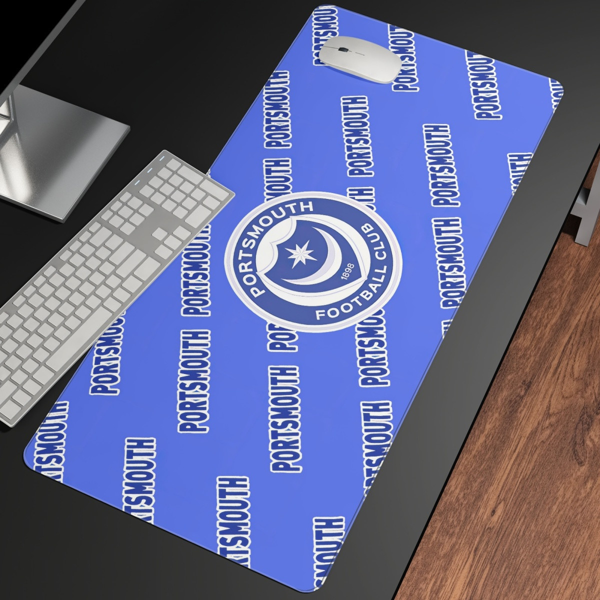 Portsmouth FC Large Mouse Pad Computer Keyboard Mat Desk Pad - Portsmouth Football Club Medley Monogram Wordmark