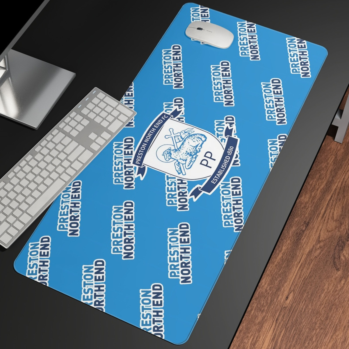 Preston North End FC Large Mouse Pad Computer Keyboard Mat Desk Pad - Preston Football Club Medley Monogram Wordmark