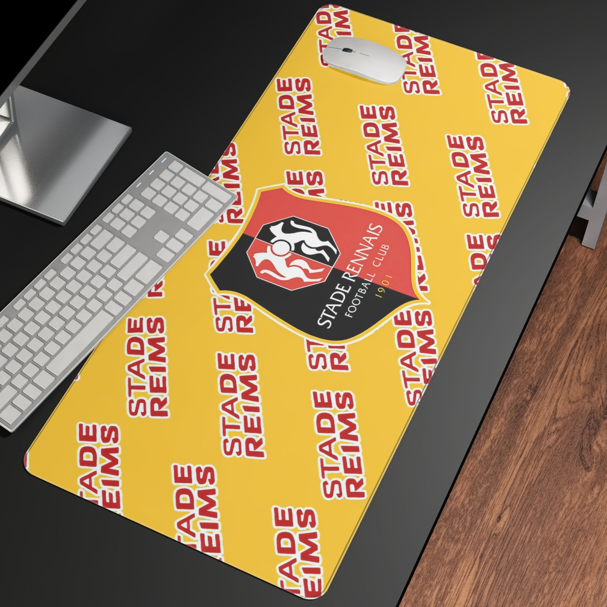 Stade Rennais FC Football Club Large Mouse Pad Computer Keyboard Mat Desk Pad - Rennais Football Club Medley Monogram Wordmark