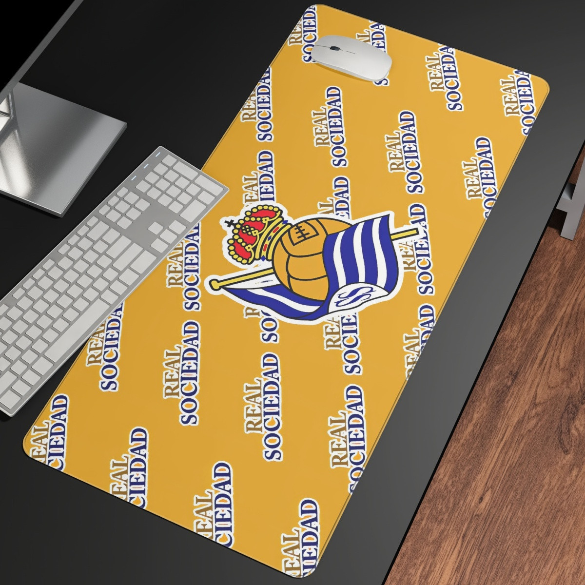 Real Sociedad Large Mouse Pad Computer Keyboard Mat Desk Pad - Sociedad Football Club Medley Monogram Wordmark