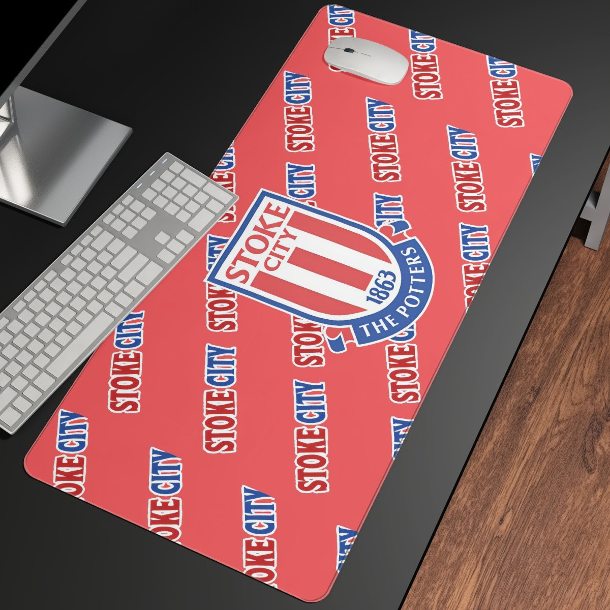 Stoke City FC Large Mouse Pad Computer Keyboard Mat Desk Pad - Stoke Football Club Medley Monogram Wordmark