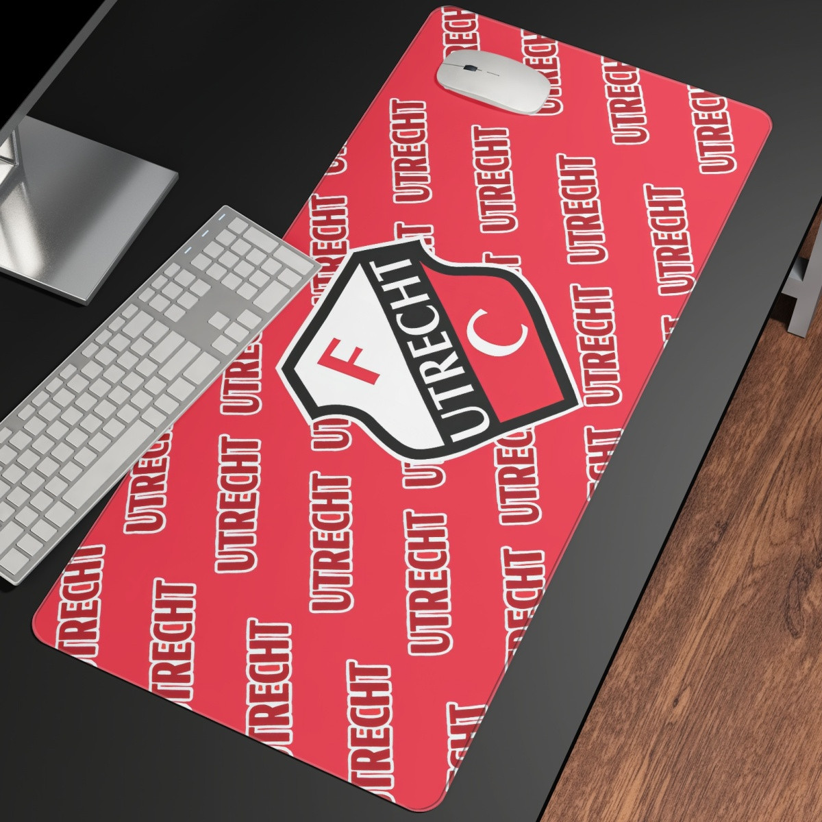 FC Utrecht Large Mouse Pad Computer Keyboard Mat Desk Pad - Utrecht Football Club Medley Monogram Wordmark
