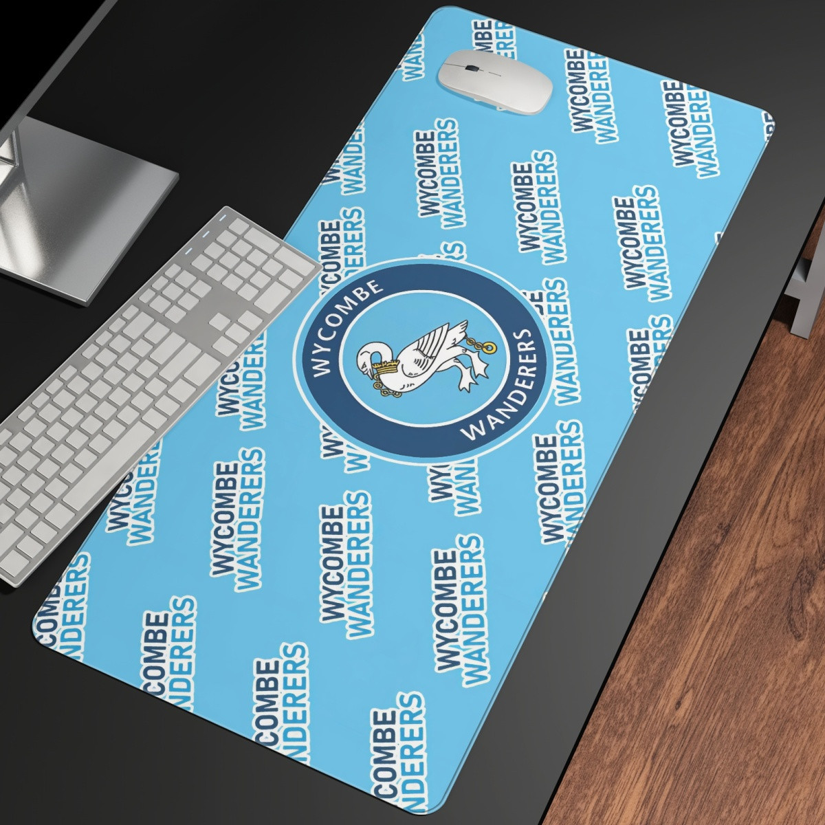 Wycombe Wanderers FC Large Mouse Pad Computer Keyboard Mat Desk Pad - Wanderers Football Club Medley Monogram Wordmark