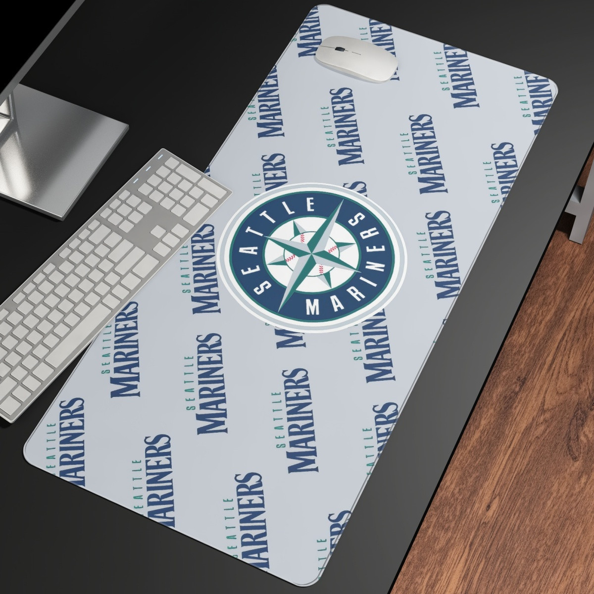 MLB Seattle Mariners Large Mouse Pad Computer Keyboard Mat Desk Pad - Seattle Mariners Medley Monogram Wordmark
