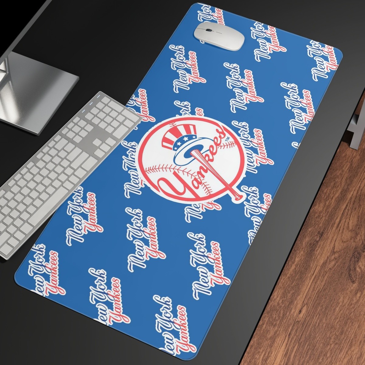 MLB New York Yankees Large Mouse Pad Computer Keyboard Mat Desk Pad - New York Yankees Medley Monogram Wordmark