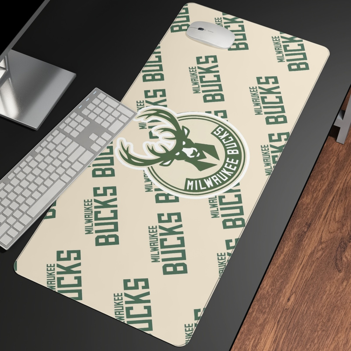 NBA Milwaukee Bucks Large Mouse Pad Computer Keyboard Mat Desk Pad - Milwaukee Bucks Medley Monogram Wordmark