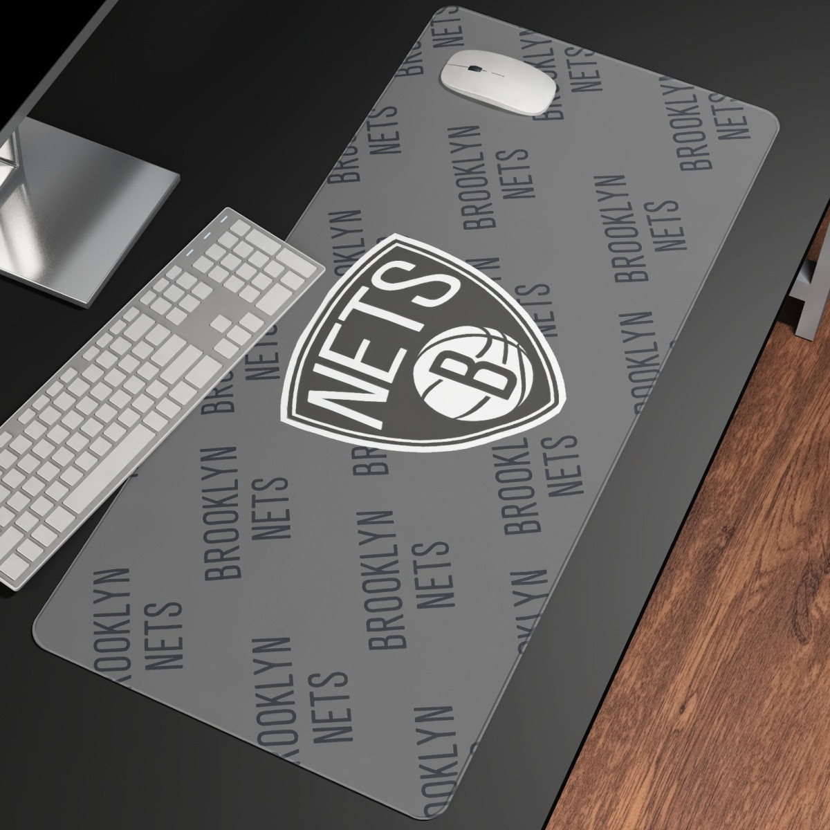 NBA Brooklyn Nets Large Mouse Pad Computer Keyboard Mat Desk Pad - Brooklyn Nets Medley Monogram Wordmark