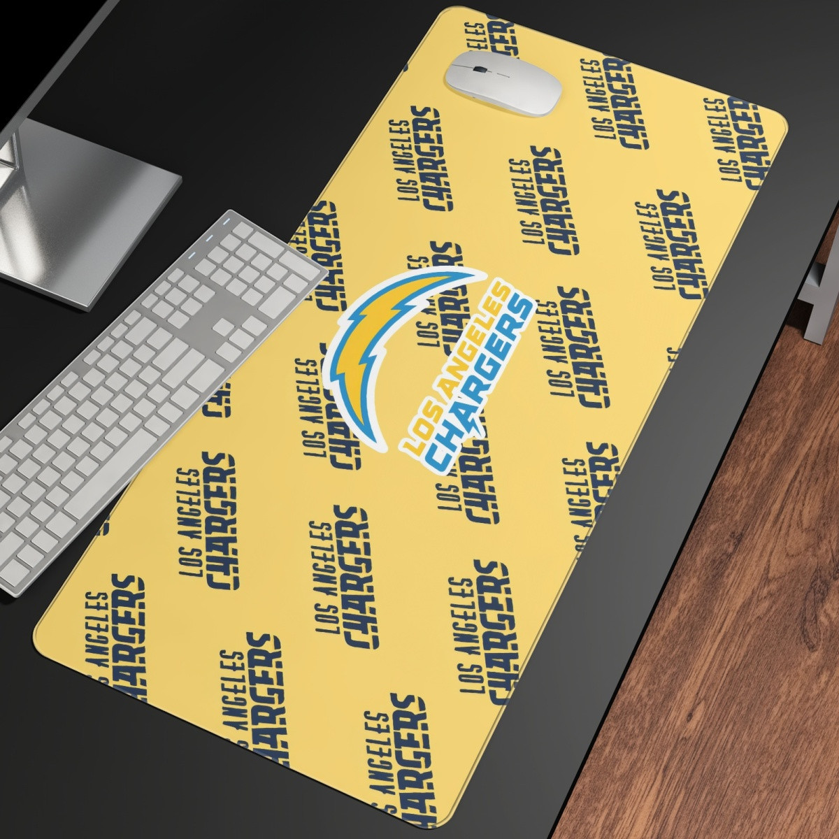 NFL Los Angeles Chargers Large Mouse Pad Computer Keyboard Mat Desk Pad - Los Angeles Chargers Medley Monogram Wordmark