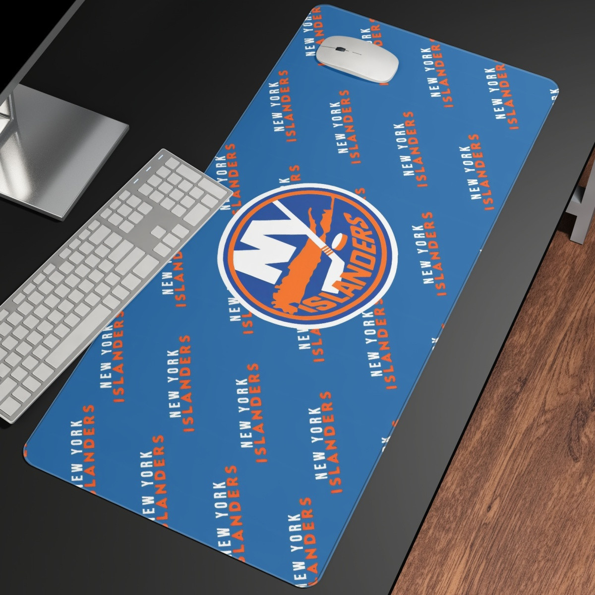 NHL New York Islanders Large Mouse Pad Computer Keyboard Mat Desk Pad - New York Islanders Medley Monogram Wordmark