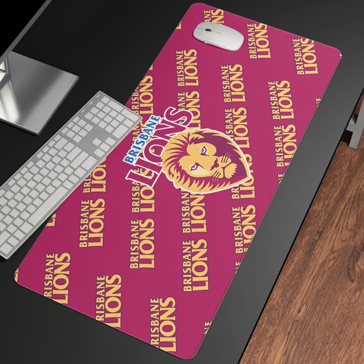 Brisbane Lions Football Club Large Mouse Pad Computer Keyboard Mat Desk Pad - Brisbane Football Club Medley Monogram Wordmark