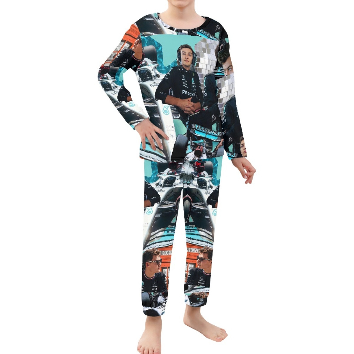 F1 Formula One George Russell Pajamas Pyjamas - George Russell Portrait Collage