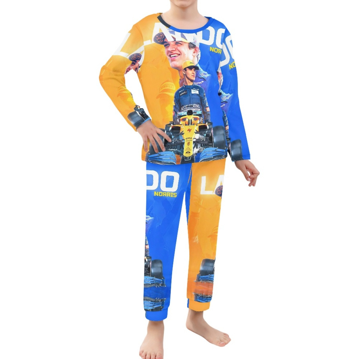 F1 Formula One Lando Norris Pajamas Pyjamas - Lando Norris Portrait On Orange Blue Background