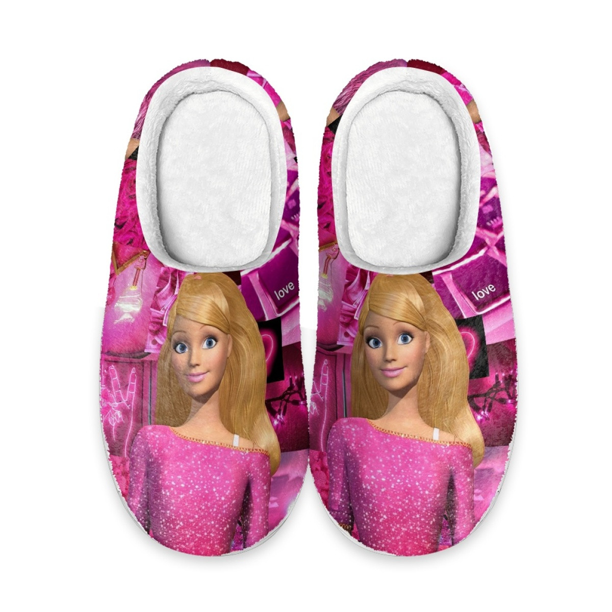 Barbie Slippers - Barbie Smiling Random Pink Background Realistic Art