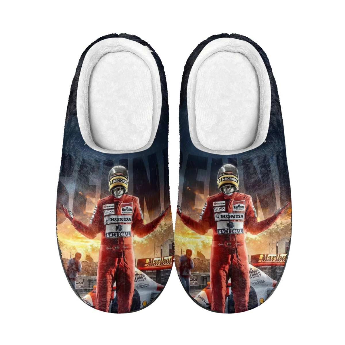 F1 Formula One Ayrton Senna Slippers - Ayrton Senna The King Of Rain Poster