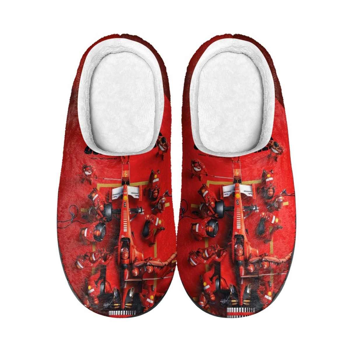 F1 Formula One Michael Schumacher Slippers - Michael Schumacher Formula 1 Pit Crew Red Background