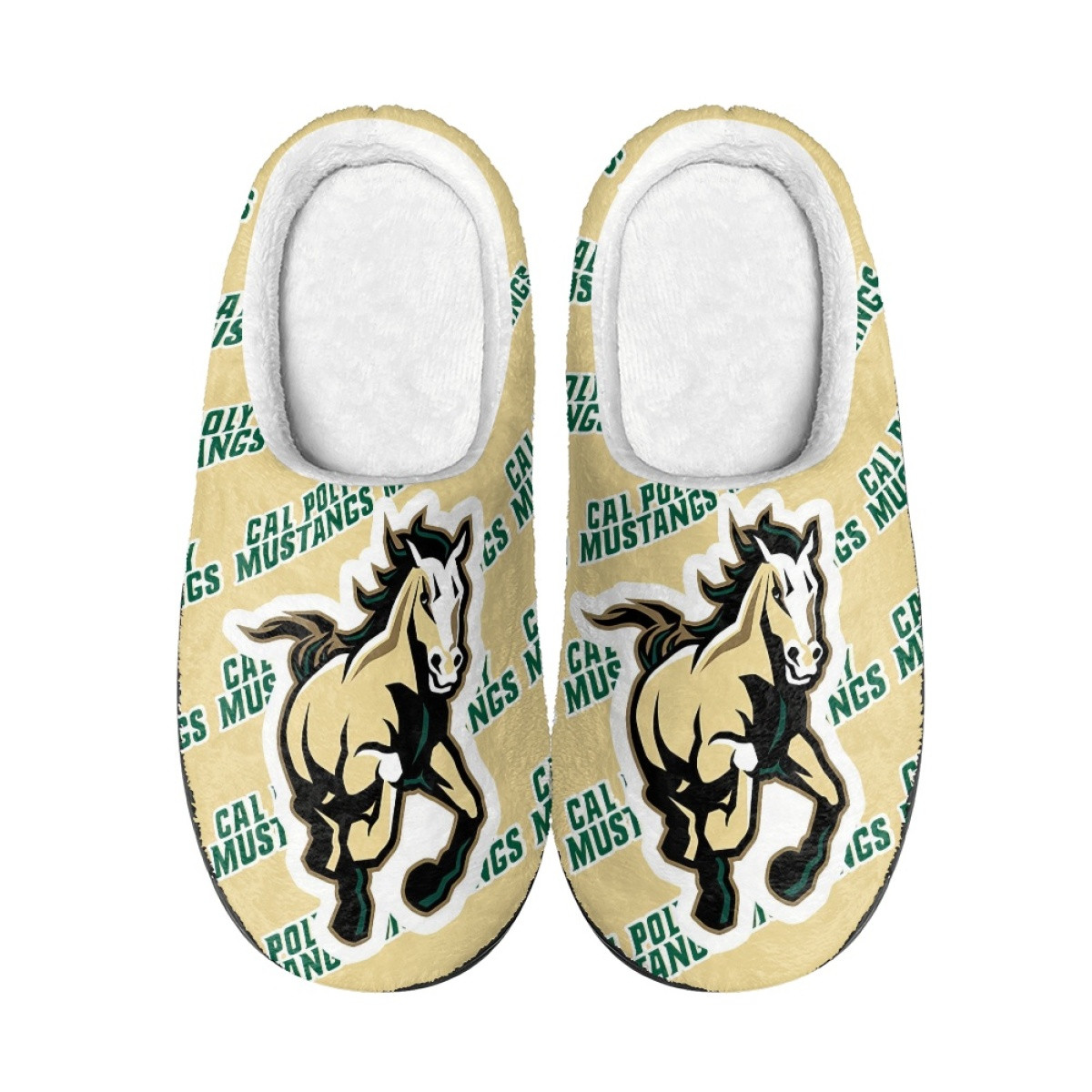 Cal Poly Mustangs Slippers - California Polytechnic State University Mustangs College Football Medley Monogram Wordmark