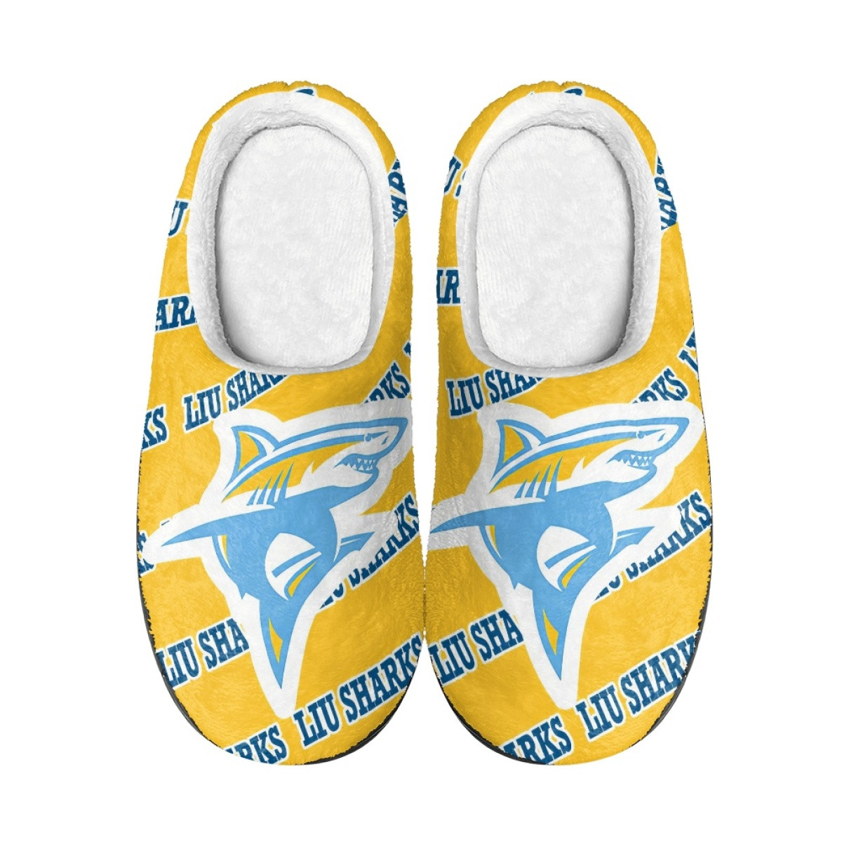 LIU Sharks Slippers - Long Island University Sharks College Football Medley Monogram Wordmark