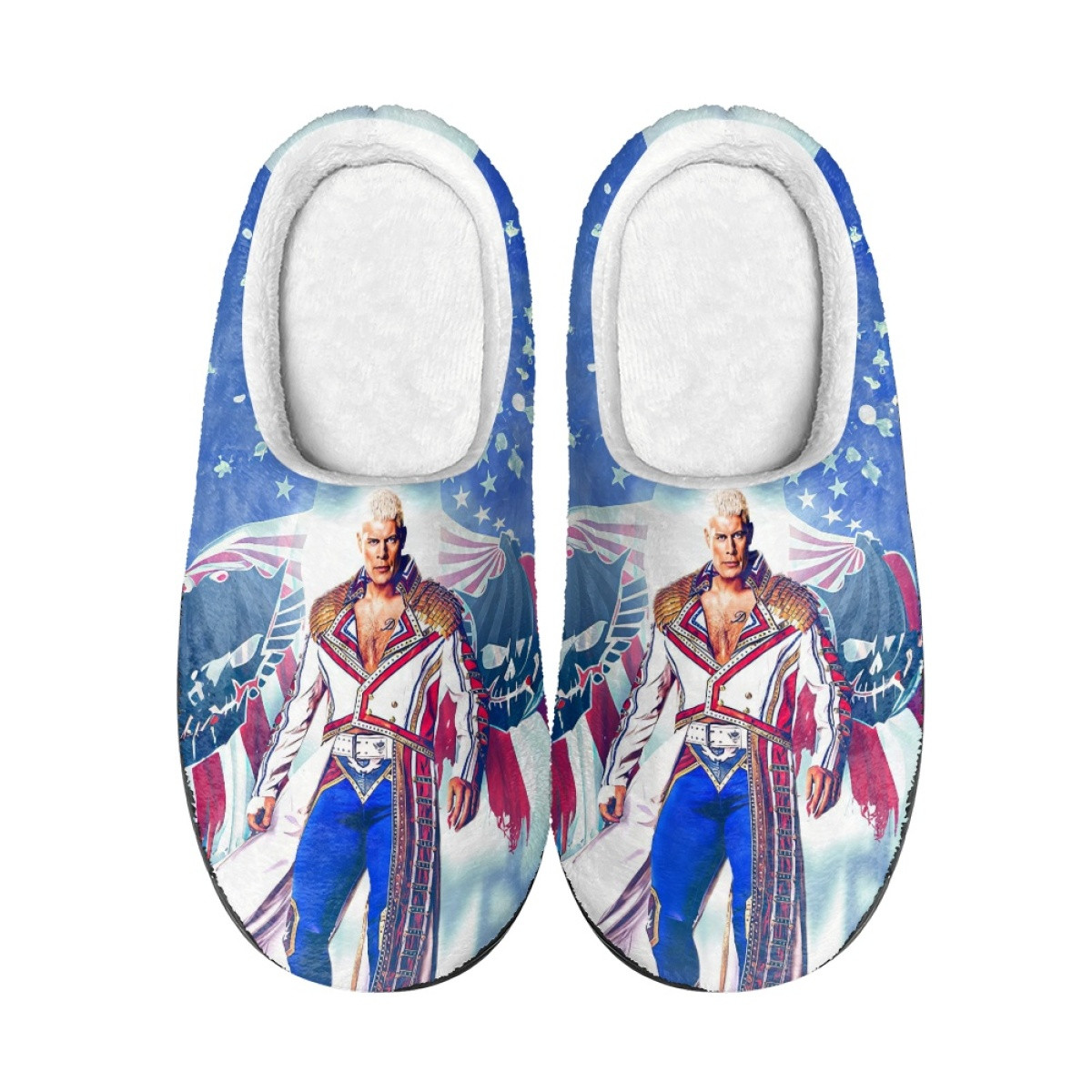 WWE Cody Rhodes Slippers - Cody Rhodes Portrait Flag Logo