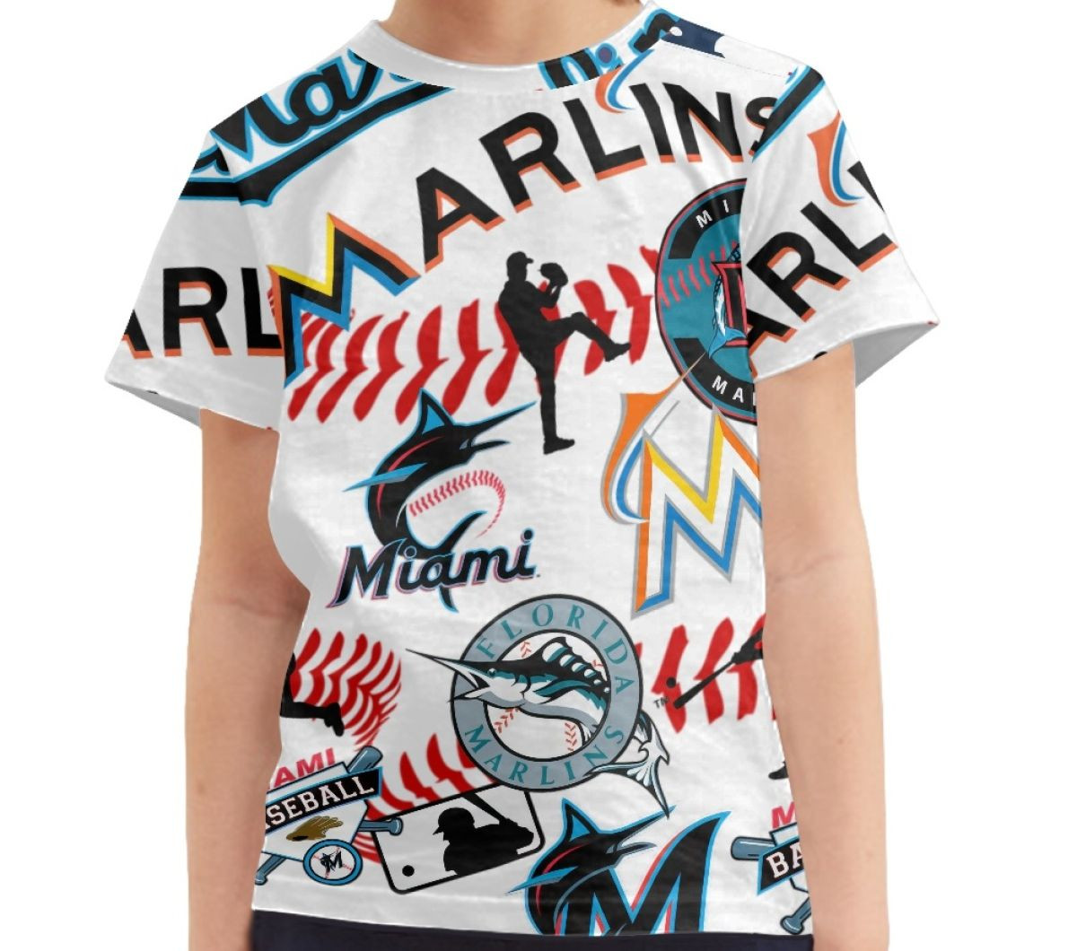 MLB Miami Marlins Tee T-Shirt - Miami Marlins Mania Collage Logo