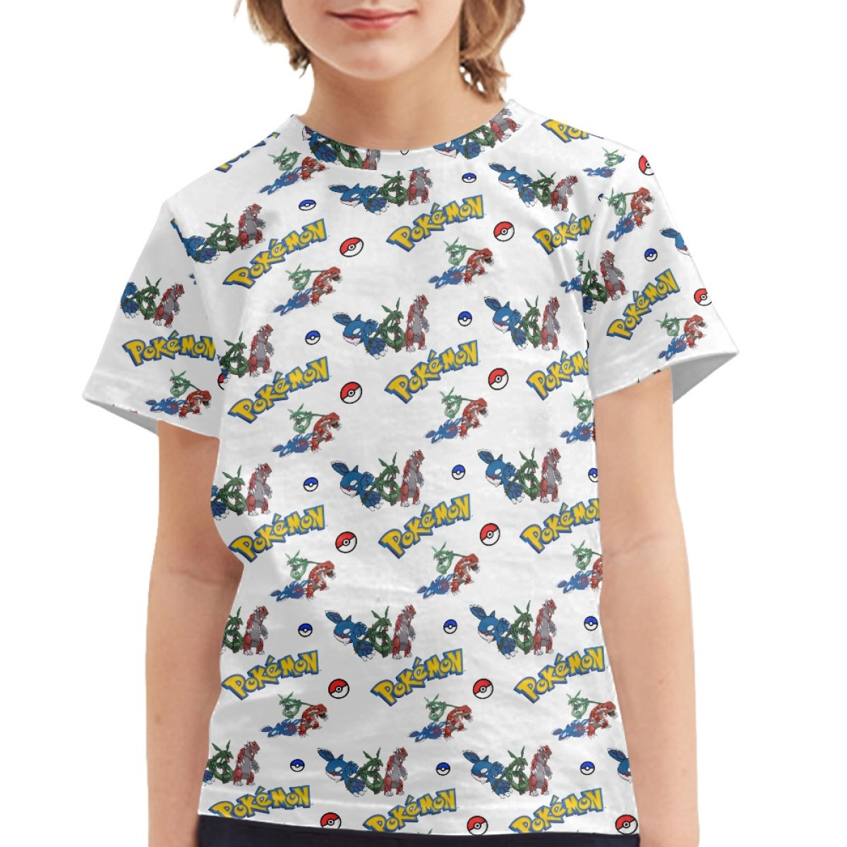 Pokemon Tee Shirt T-Shirt Short Sleeve - Kyogre Groudon Rayquaza Super Ancient Pokemon Cartoon Art Series