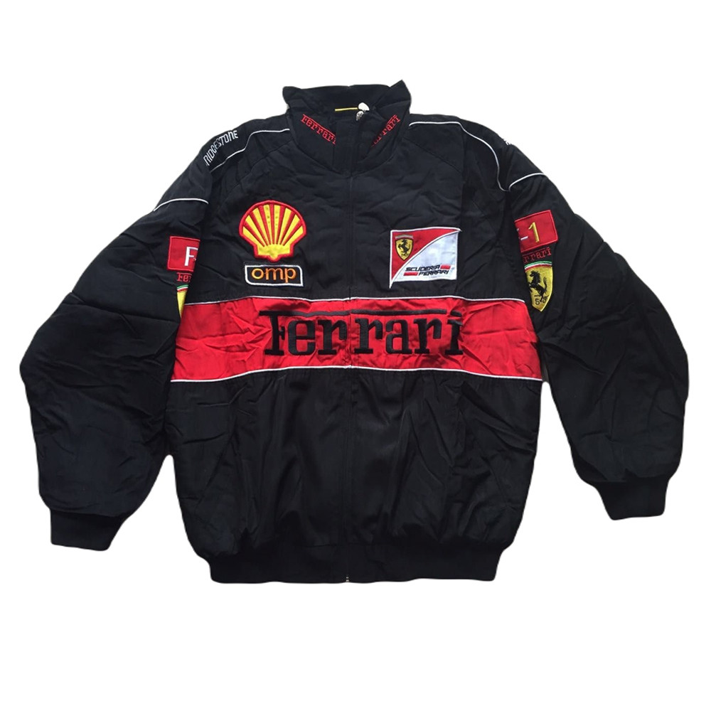 Formula 1 Ferrari Jacket - Omp Retro Embroidery Jacket Black