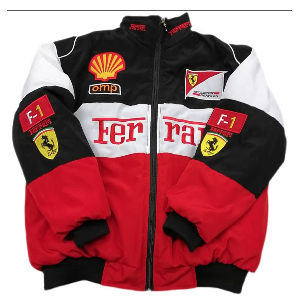 Formula 1 Ferrari Jacket - Omp Retro Embroidery Jacket Red Black
