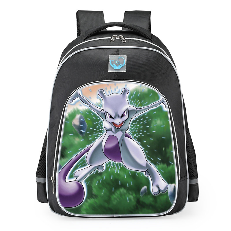 Pokemon Mewtwo School Backpack. Reinforced with adjustable shoulder straps for optimal comfort on your shoulders. adjustable shoulder strap is very suitable for choosing the appropriate length of shoulder belt