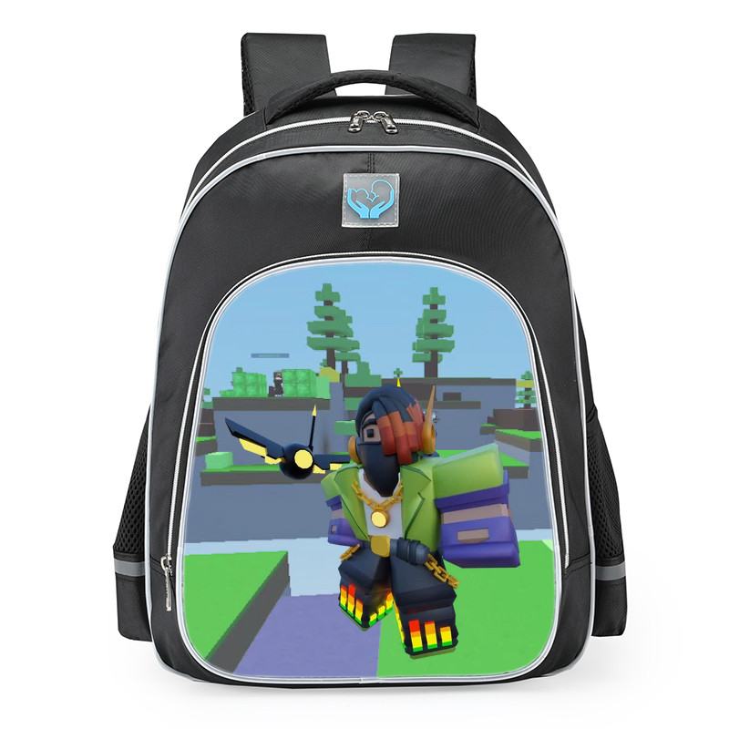 Roblox BedWars Cyber DJ Skin School Backpack
