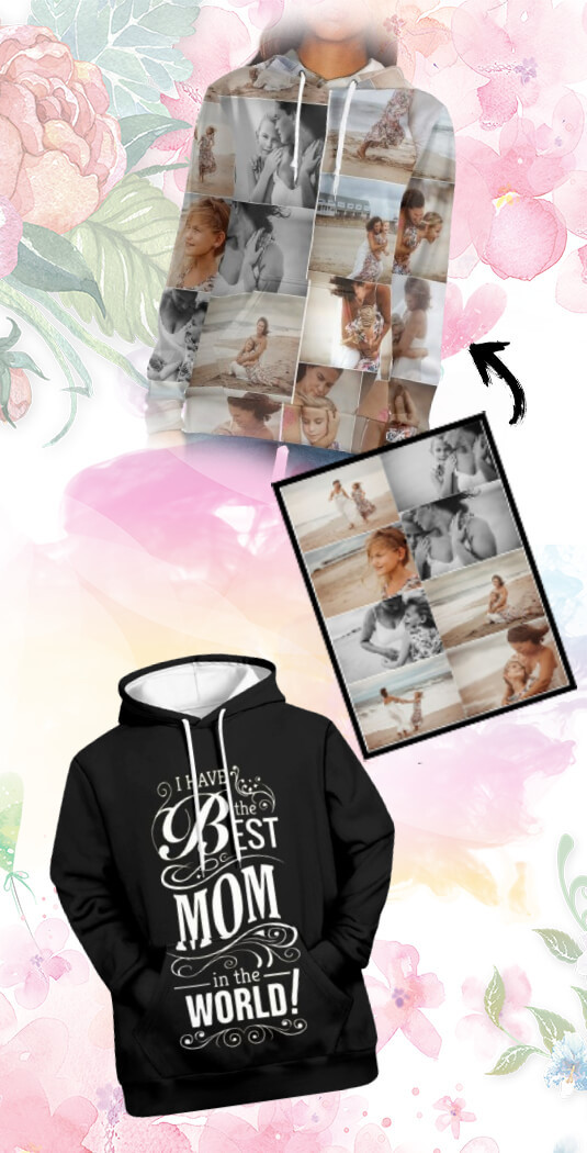 Mother's Day Custom Hoodie Hooded Sweatshirt Sweater Jacket Pullover Photo Upload Personalised - Customized Hoodie Sweater For Mom