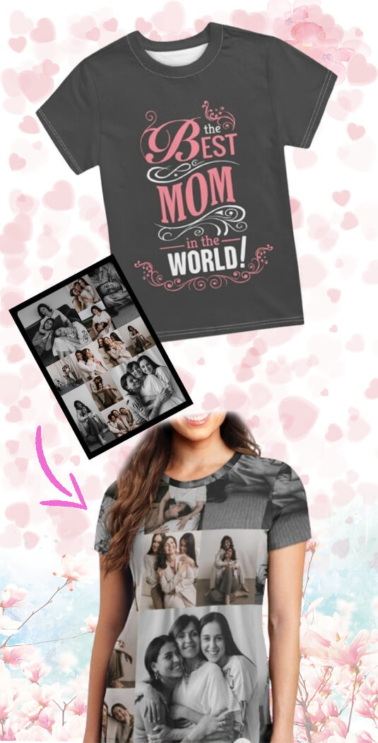 Mother's Day Custom Tee Shirt T-Shirt Short Sleeve Photo Upload Personalised - Customized T-Shirt For Mom