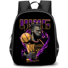 NBA Lebron James Backpack StudentPack - Lebron James Los Angeles Lakers 23 The King Vector Illustration On Black Background