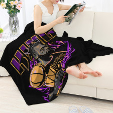 NBA Lebron James Blanket Throw - Lebron James Los Angeles Lakers 23 The King Vector Illustration On Black Background