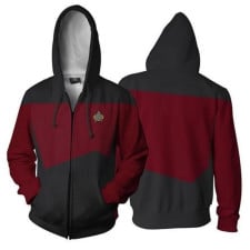 Star Trek Next Generation Red Command Hoodie Hooded Sweatshirt